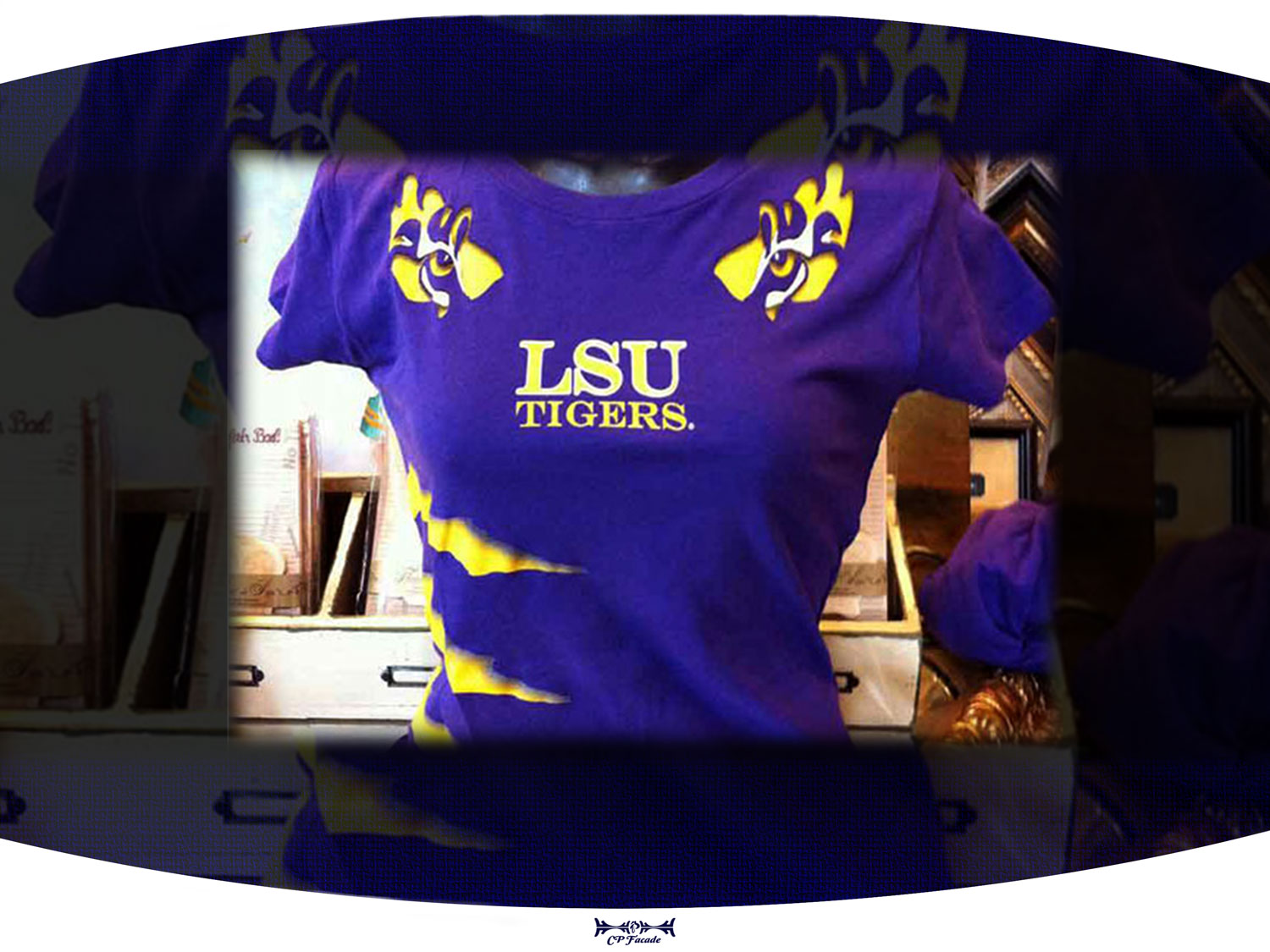 Custom screenprinted purple LSU female fitted t-shirt